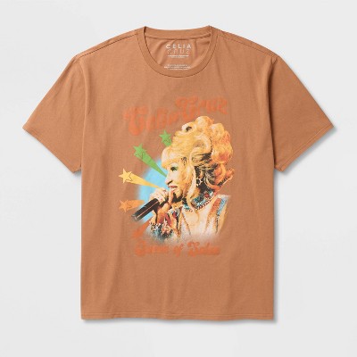 Latino Heritage Month Adult Graphic Celia Cruz Short Sleeve T-Shirt - Brown