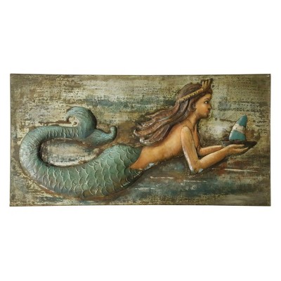 47" Three Dimensional Mermaid Handmade Decorative Wall Art - StyleCraft