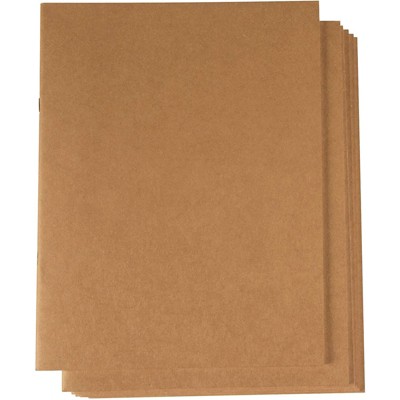 Kraft Notebook - 6-Pack Unlined Blank Books, Unruled Plain Travel Journals for Students, School, Children's Writing, Brown, 8.5x11", 24 Sheets