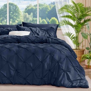 BAGOKIE 3 Pieces Floral Pinch Pleat Bed in a Bag Comforter Set for All Season - 1 of 4
