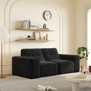 Resenkos 104" Left Chaise Sectional Sofa, Modern Cloud Design with Corduroy Upholstery and Deep Seating, White - 1 of 4
