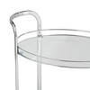 Studio 55D Carli Modern Chrome Steel Oval 2-Tier Serving Bar Cart 26" x 18 1/4" Silver Rolling Clear Glass Shelves for Living Room - 3 of 4