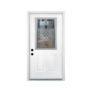 36 X 80 Inches Fiberglass Entry Door,6-9/16 Vinyl Frame,Decorative Glass Door,Primed Knock-Down,with Brickmould,Right Hand Inswing Door - 1 of 4
