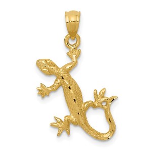 Black Bow Jewelry 14k Yellow Gold Diamond Cut Gecko Pendant - 1 of 4