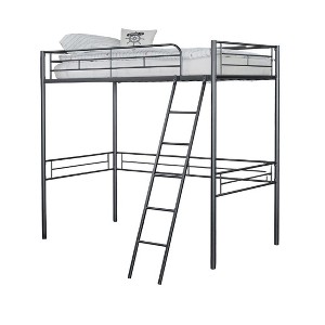 Sapphtopaz Twin Size Loft Bed with High Under Bed Space, Metal Bed Frame with Ladder & Safety Guardrail, Space-Saving Bunk Bed for Adults&Teen - 1 of 4