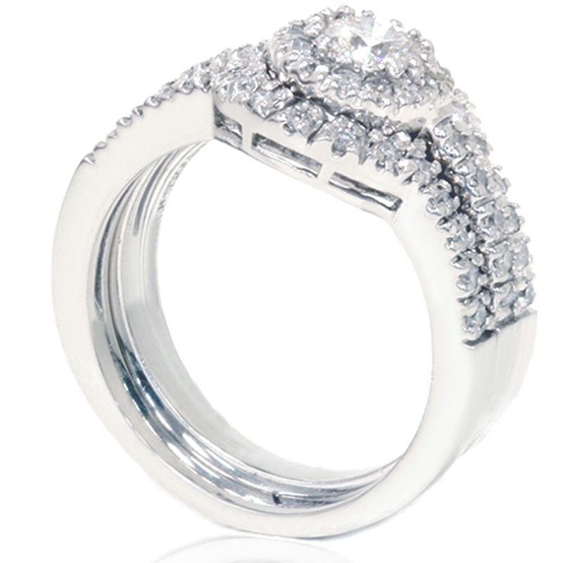 Pompeii3 1 1/10ct Round Diamond Engagement Matching Wedding Ring Set White Gold 14K, 3 of 6