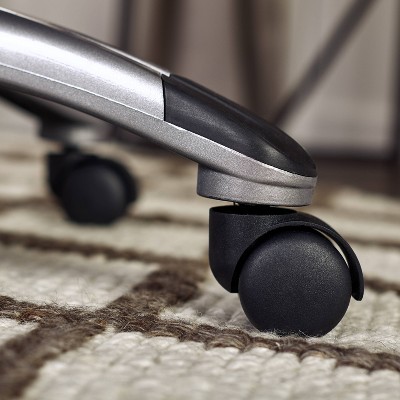 Executive Swivel Office Chair with Lumbar Support, Black Faux Leather