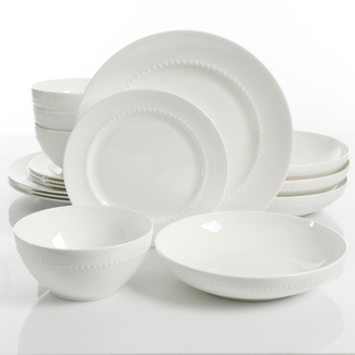 Gibson Elite Gracious Dining 16pc Bone China Double Bowl Dinnerware Set ...