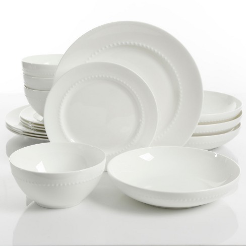 Bone China Dinnerware, 20PC Set, Service for 4, Double Gold Rim