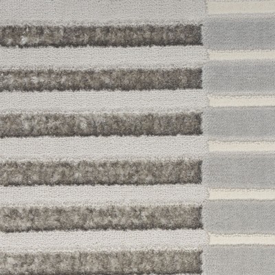 Silver Grey Striped 5' x 7' Synthetic Area Rug