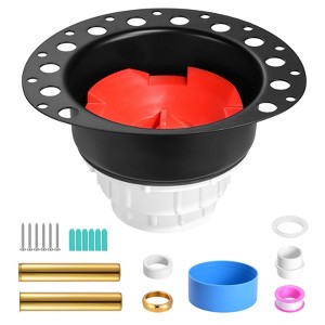 VEVOR PVC Freestanding Tub Drain Kit, 2 Brass Tail Pipes, with PVC Adapter of Tailpiece, Compatible with Freestanding Bathtubs,Black - 1 of 4