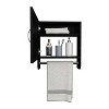 BOTIQ 19.7" H x 17.7" W Mirror Medicine Cabinet with Towel Rack White, One door with Two interior Shelves for Bathroom, Kitchen Black - 4 of 4