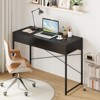 Tangkula Computer Desk with 2 Drawers Simple Wooden Study Writing Desk with Steel Frame 44 Inches Laptop PC Workstation Student Desk Black - 2 of 4