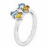 Black Bow Jewelry Silver Stackable Blue Topaz and Citrine Gemstone Butterfly Ring - image 3 of 4