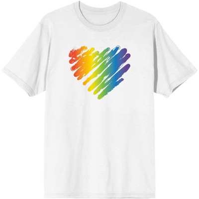 Rainbow Heart Men's White T-shirt