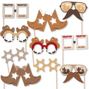 Big Dot of Happiness Western Hoedown Glasses and Masks - Paper Card Stock Wild West Cowboy Party Photo Booth Props Kit - 10 Count - 1 of 4