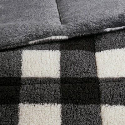 King Ivory and Black Buffalo Check Down Alternative Comforter Set
