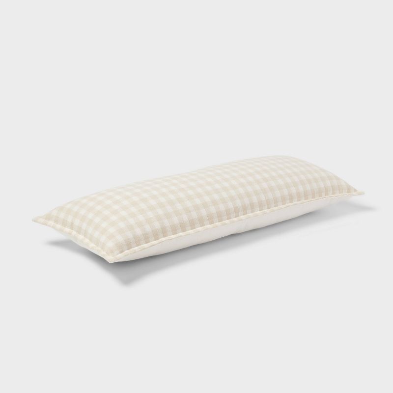 Gingham OS Oblong Dec Pillow Khaki/Ivory - Threshold&#8482;, 4 of 6