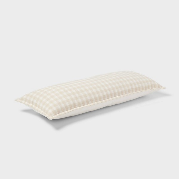 Cojín rectangular de cuadros caqui/marfil - Threshold™: soporte lumbar de algodón, uso interior 3