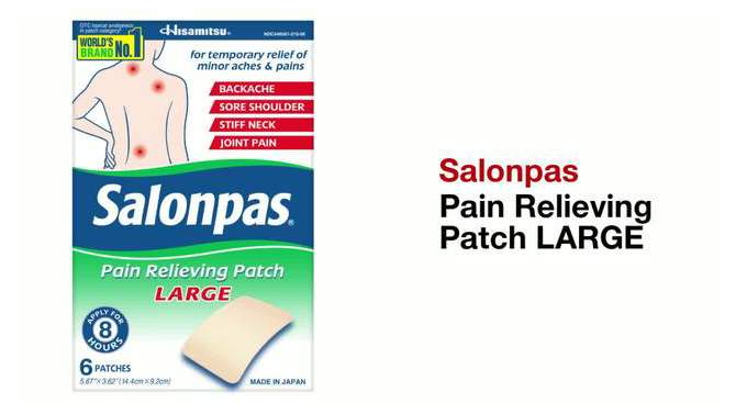 Salonpas Large Size Pain Relieving Patch - 8 Hour Pain Relief - 6ct, 2 of 6, play video