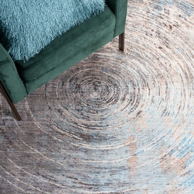 Gray and Blue Synthetic Flat Woven Rectangular Area Rug 5' x 7'