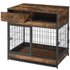 FURNIinspire Pet Crates And Houses Furniture Style Pet Dog Cage Dog House With Double Doors, Indoor Dog Crate, Brown, 22.6"*31.4"*30.5" - 4 of 4