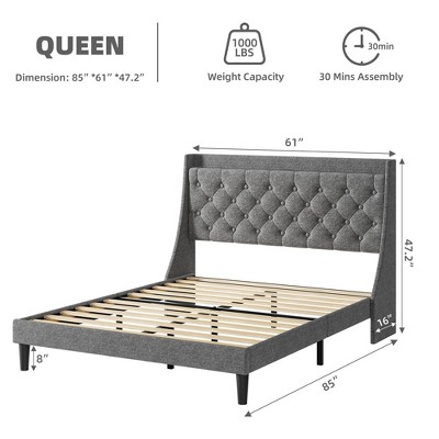 Bed Frame with Charging Station and Storage Shelf