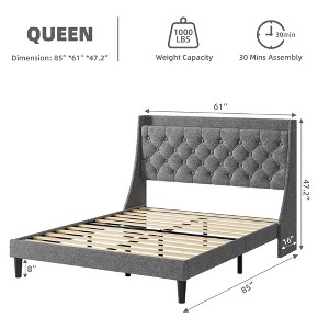 Bed Frame with Charging Station and Storage Shelf - 1 of 4