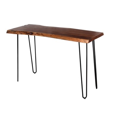 Natural Live Edge Acacia Wood and Metal Hairpin Console Table