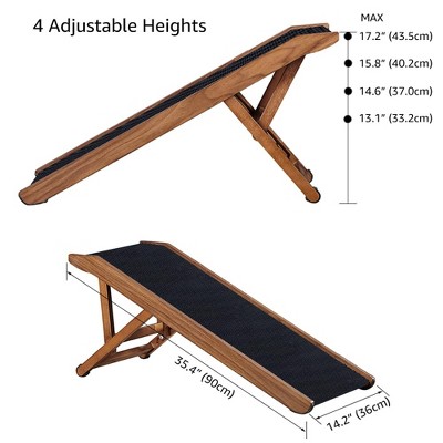 unipaws Foldable Wooden Pet Ramp – Adjustable Height, Non-Slip, for Small Dogs & Cats