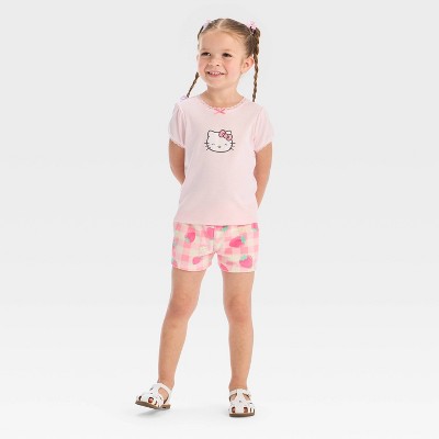 Toddler Girls' 2pc Hello Kitty Short Sleeve T-Shirt and Shorts Set - Pink