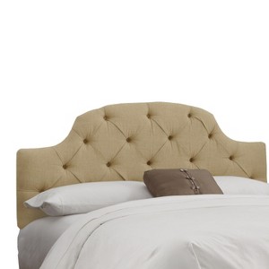 Full Upholstered Curved Tufted Headboard Linen Sandstone - Skyline Furniture, Linen Brown