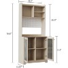 Homhougo 71" Tall Pantry Cabinet with Hutch & Pegboard, Microwave Stand, Large Storage for Kitchen Coffee Bar, Oak - 2 of 4