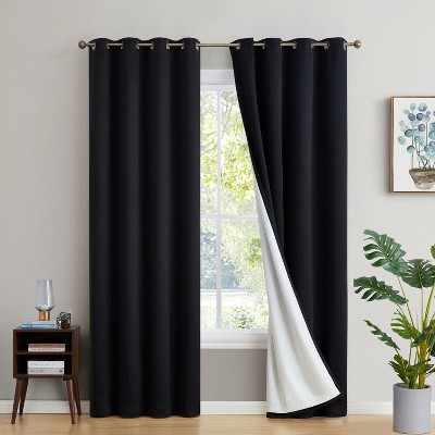HLC.ME Dakota 100% Blackout Thick Thermal Insulated Energy Efficient Heat Blocking Curtains Grommet Panels, Set of 2