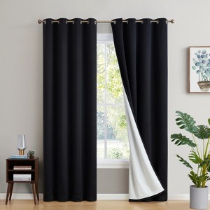 HLC.ME Dakota 100% Blackout Thick Thermal Insulated Energy Efficient Heat Blocking Curtains Grommet Panels, Set of 2 - 1 of 4