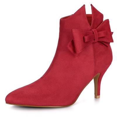 Allegra K Women's Stiletto Heel Pointed Toe Bow Ankle Boot