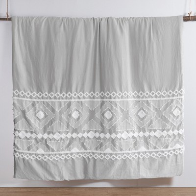 Gray Twin Cotton Jacquard Duvet with Textured Accent