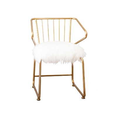 Miley Faux Fur Dining Chair Gold - Abbyson Living