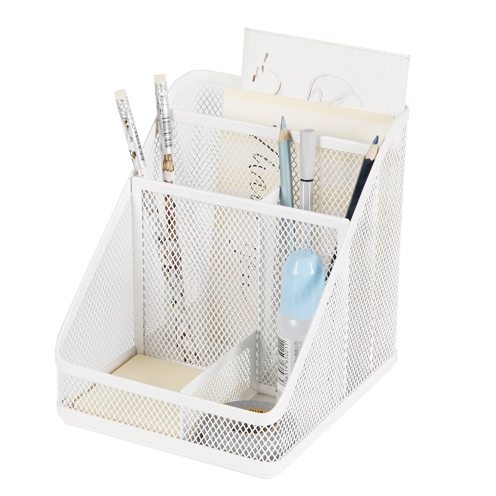 Photos - Desk Organiser Mesh Medium Desktop Organizer White - Brightroom™