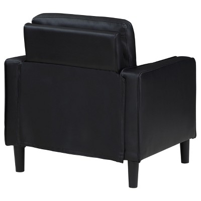 Ruth Black Faux Leather Transitional Accent Chair