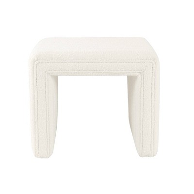 Modern Channel Ottoman Cream Boucle - HomePop: Upholstered Footstool, No Assembly Required