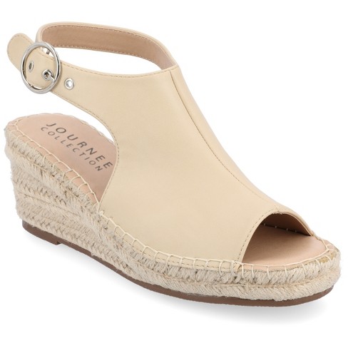 Journee Collection Womens Crew Wedge Heel Espadrille Sandals Nude 5.5 ...