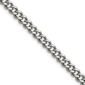 Black Bow Jewelry Men's 6.75mm Stainless Steel Heavy Flat Curb Chain Necklace - 1 of 4