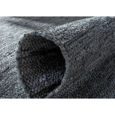 Mod-Chic Gray and Silver Handmade Leather 5' x 8' Area Rug