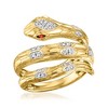 Ross-Simons 0.10 ct. t.w. Diamond Snake Wrap Ring With Garnet Accents in 18kt Gold Over Sterling - 4 of 4