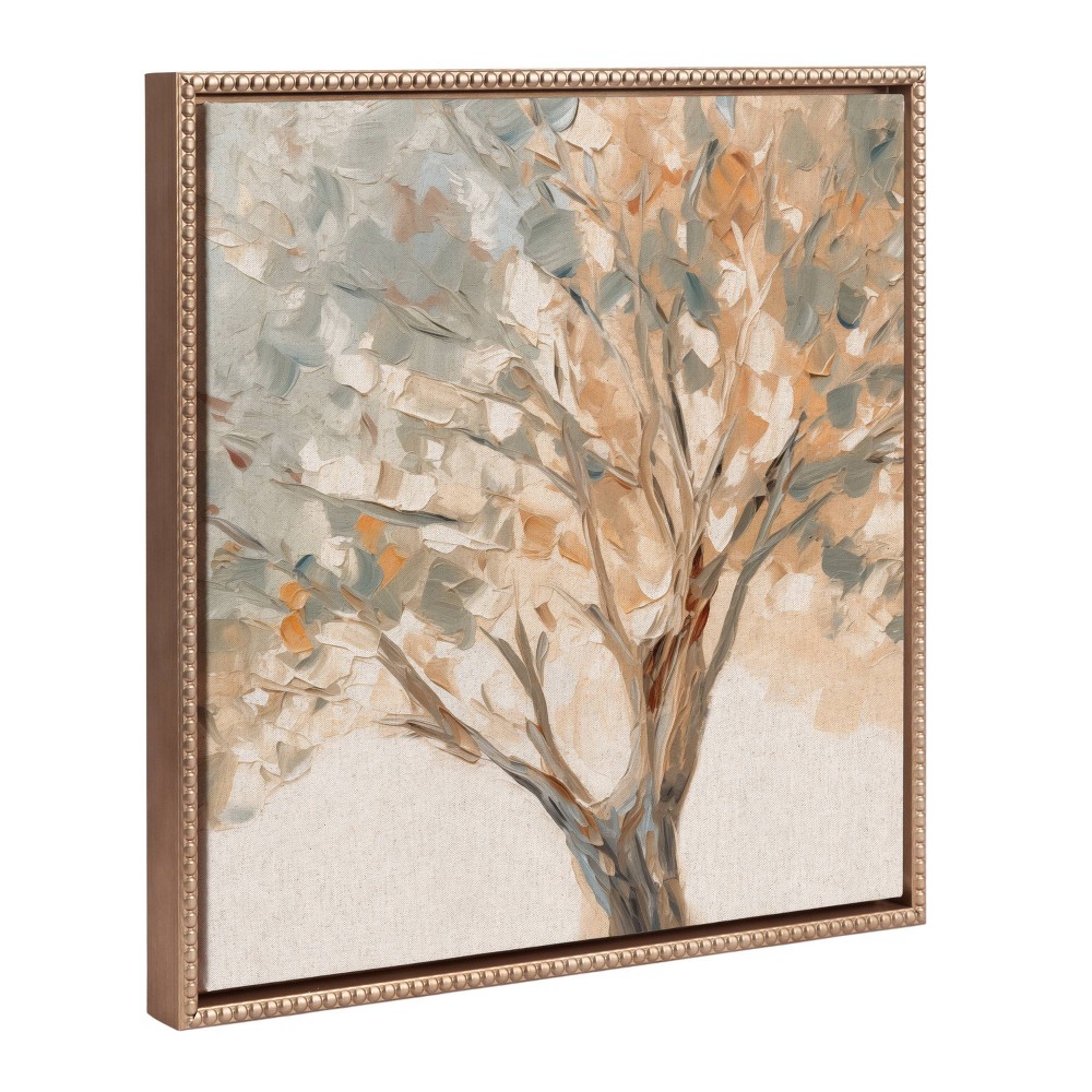 Photos - Other Decoration Kate & Laurel All Things Decor 22"x22" Sylvie Beaded Mediterranean Tree Framed Canvas by The Creative Bunch Studio Gold