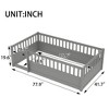 Vynxaria Twin Floor Bed Frame with Fence Wooden Kids Bed for Bedroom Playroom gray Solid Wood Safety Design - 2 of 4