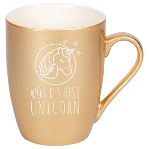 Elanze Designs World's Best Unicorn 10 Ounce Ceramic Laser-Etched Engraved Drinkware Mug, Metallic Vegas Gold - 1 of 4