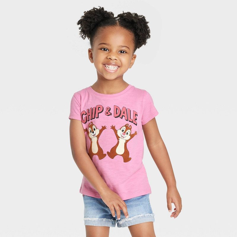 Toddler Girls&#39; Disney Chip &#38; Dale Short Sleeve Graphic T-Shirt - Pink, 1 of 4