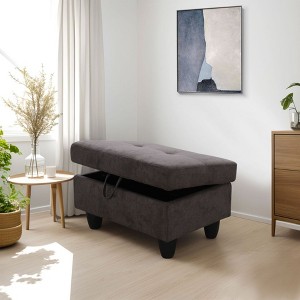 DOMETOUR Fluffy Fabric Ottoman for Living Room or Bedroom Dark Brown - 1 of 4